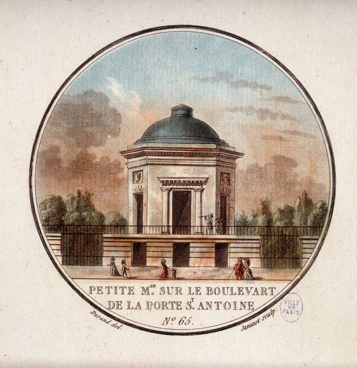Mały dom na bulwarze Porte Saint Antoine. W pittoresque widoki głównych budynków Paryża autorstwa sierżanta autorstwa Antoine Louis Francois Sergent Marceau