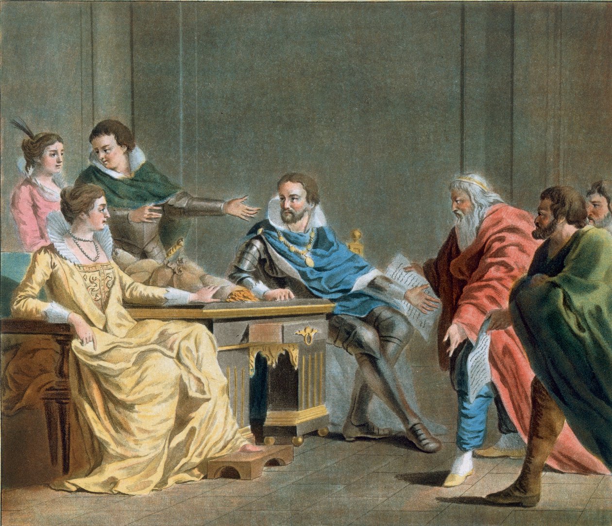 Feldmarszałek Brissac rozdaje posag swojej córki kwatermistrzom armii, 1788 autorstwa Antoine Louis Francois Sergent Marceau