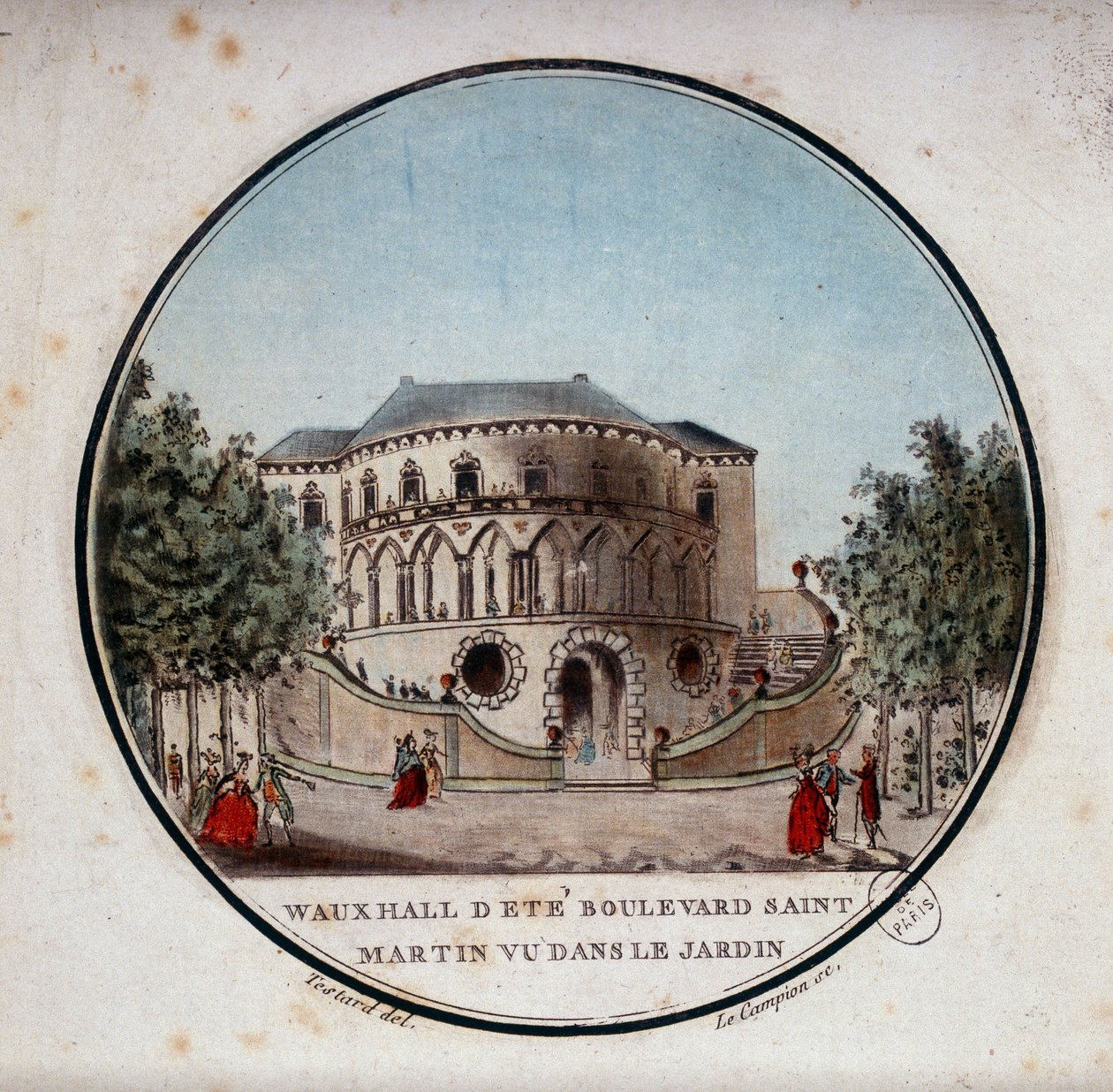 Sala cielęca bulwaru saint germain z ogrodu, Paryż. W pritoresque widokach głównych budynków Paryża autorstwa sierżanta autorstwa Antoine Louis Francois Sergent Marceau