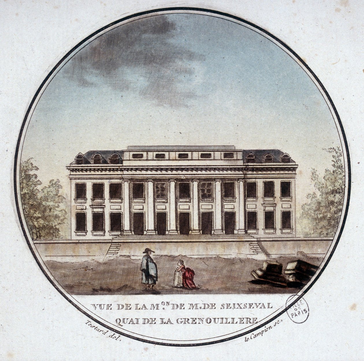 Widok na dom Monsieur de Seixseval, quai de la grenouillère w Paryżu (obecnie quai d