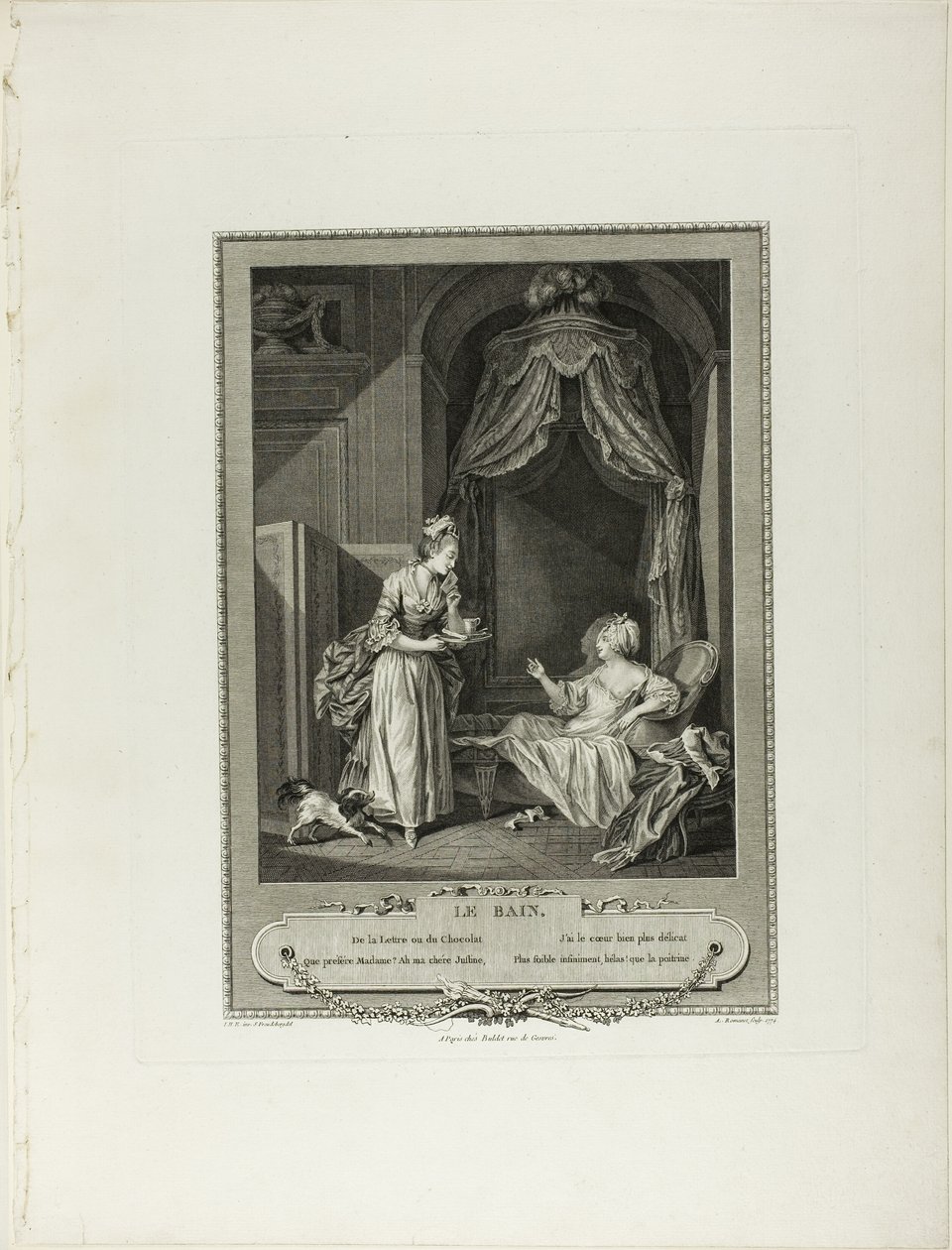 Kąpiel, z Monument du Costume Physique et Moral de la fin du Dix-huitième siècle autorstwa Antoine Louis Romanet