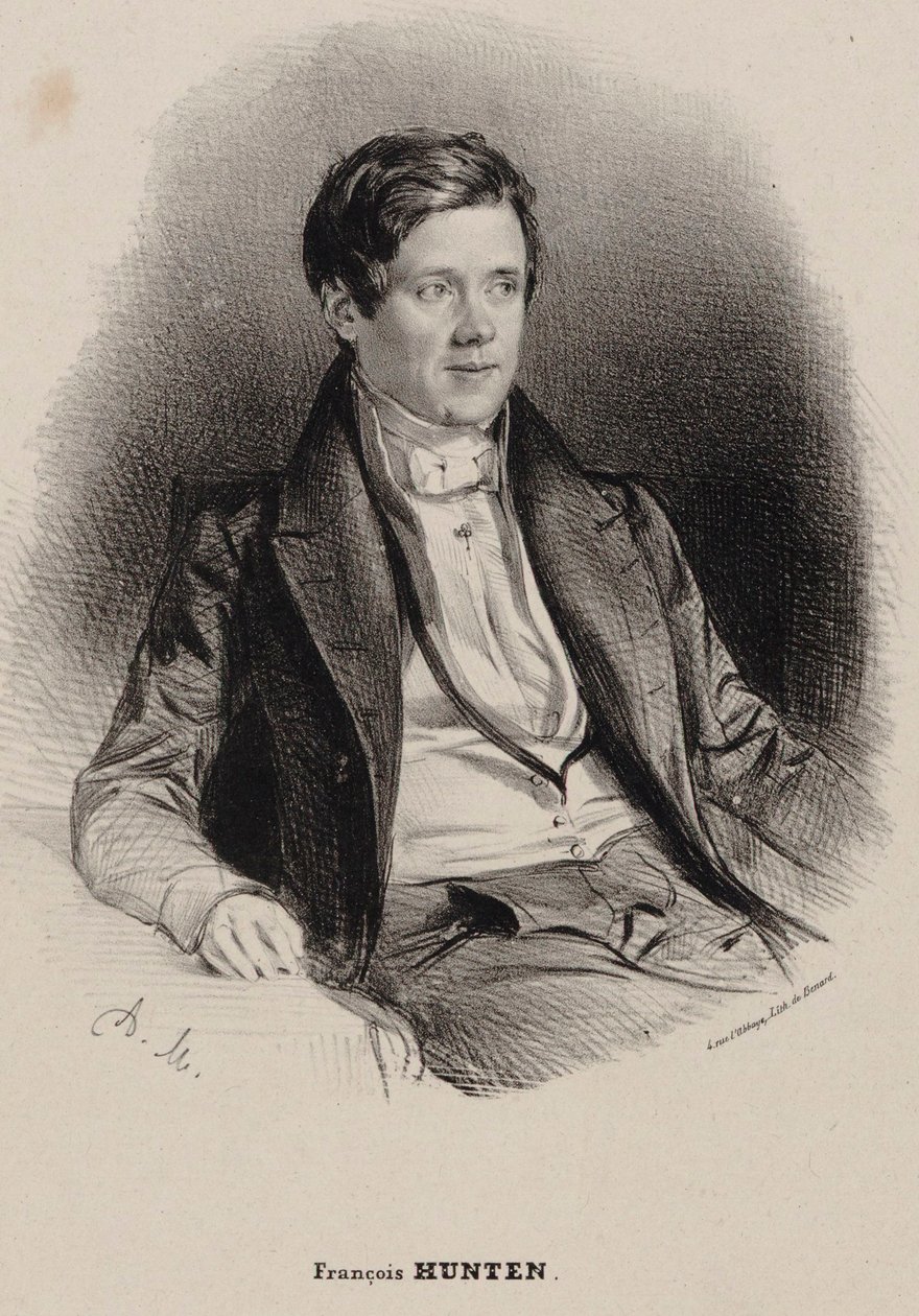 Portret pianisty i kompozytora Franza Hüntena 1793-1878. autorstwa Antoine Maurin