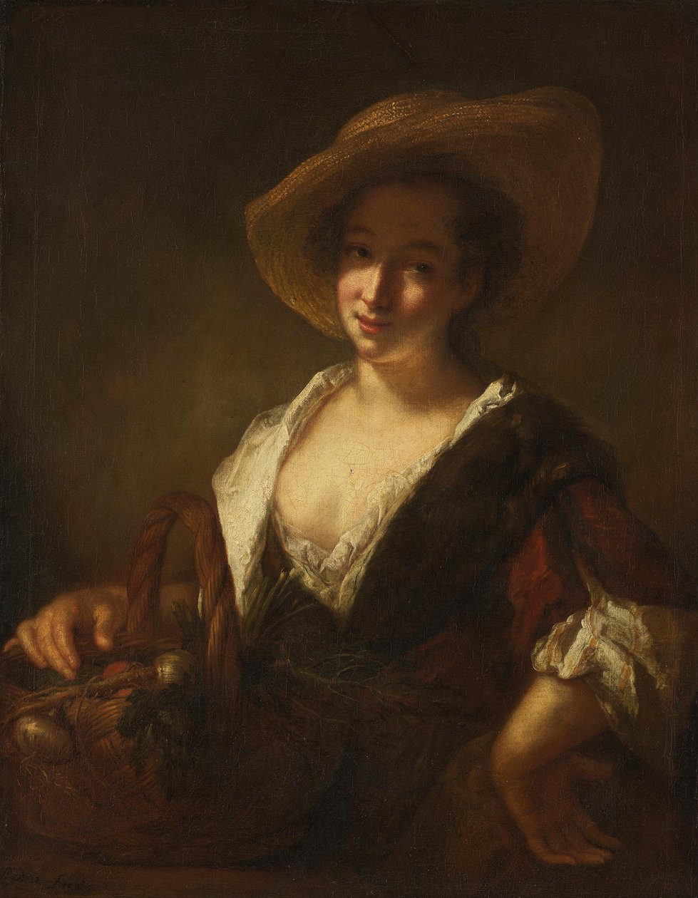 Dziewczyna z koszem warzyw autorstwa Antoine Pesne