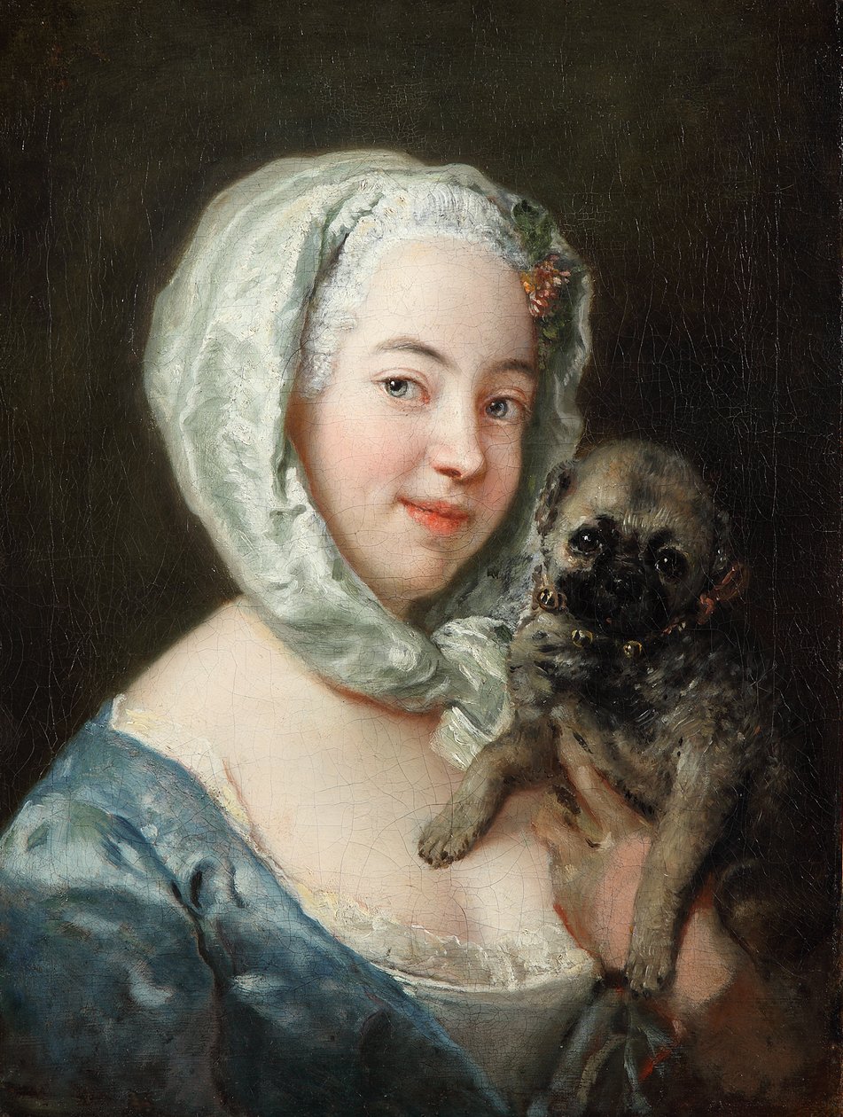 Marie de Rège, z domu Pesne, z mopsem autorstwa Antoine Pesne