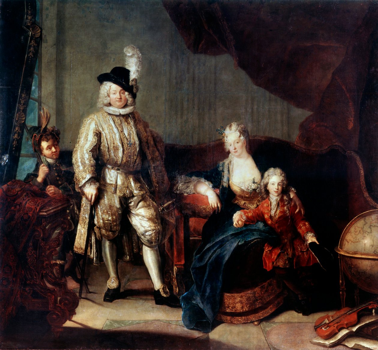 Portret barona von Erlacha z rodziną, ok. 1710 autorstwa Antoine Pesne