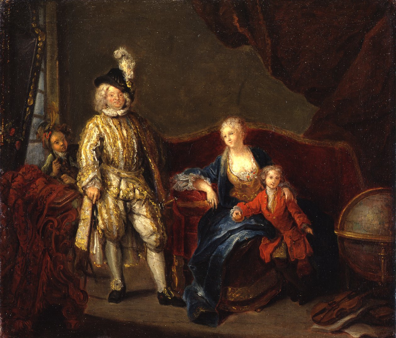 Kapitan Gwardii Szwajcarskiej von Erlach z rodziną autorstwa Antoine Pesne