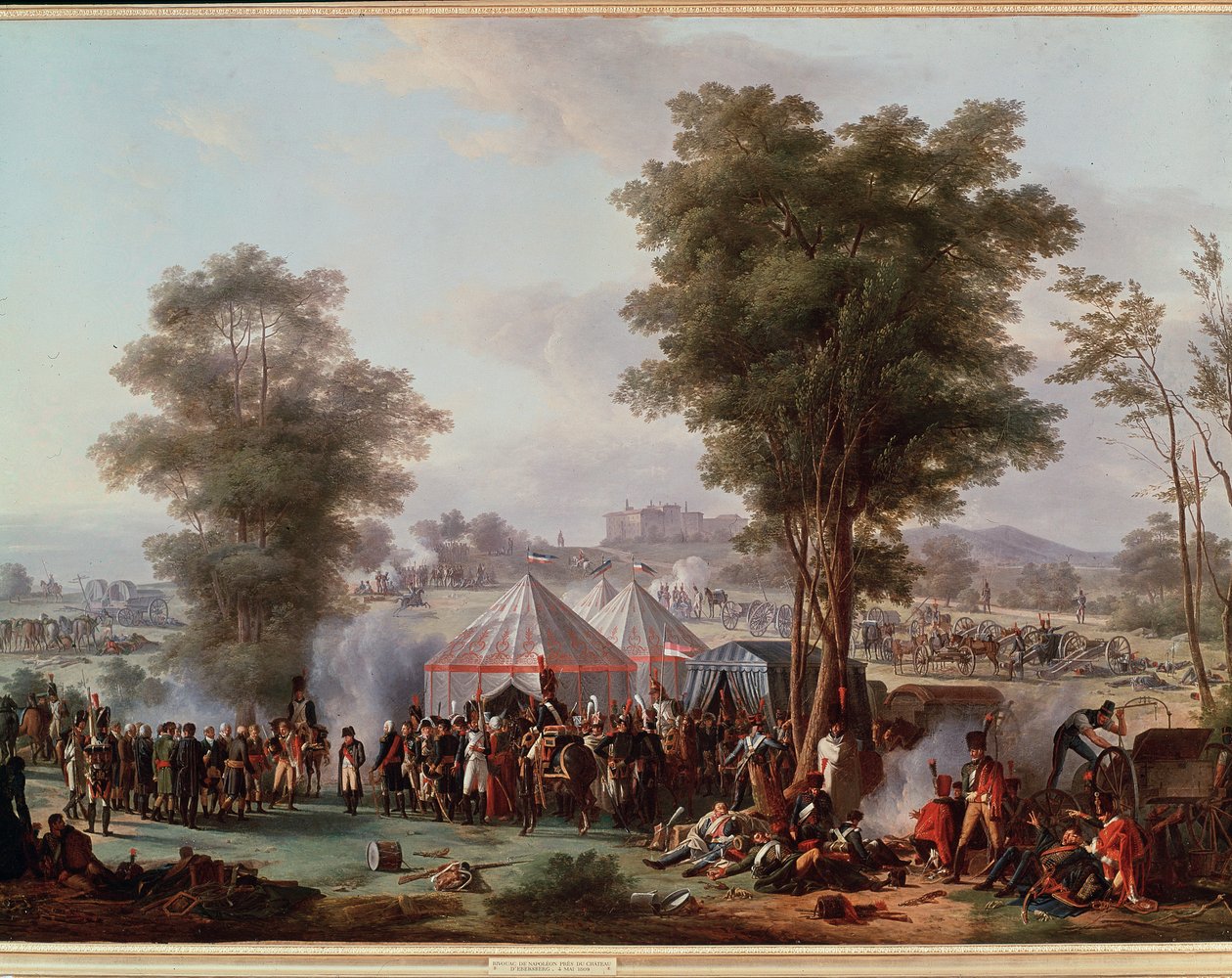 Biwak cesarza Napoleona I, w pobliżu zamku Ebersberg w Austrii 4.05.1809 (Malarstwo autorstwa Antoine Pierre Mongin