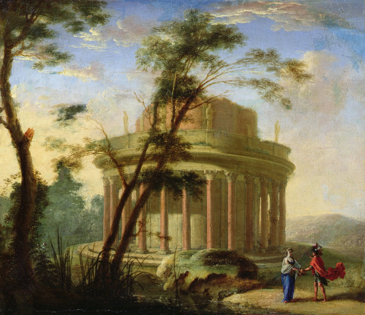 Krajobraz ze starożytną świątynią (malarstwo) autorstwa Antoine Pierre the Younger Patel