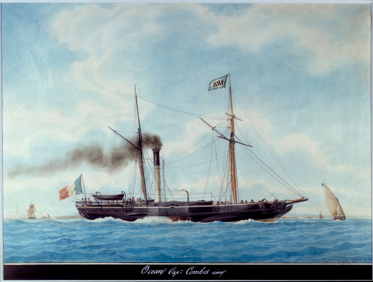 Statek świt Ocean Francuski Akwarela autorstwa Antoine Roux (1765-1835) XIX w. Marsylia, Muzeum Morskie autorstwa Antoine Roux