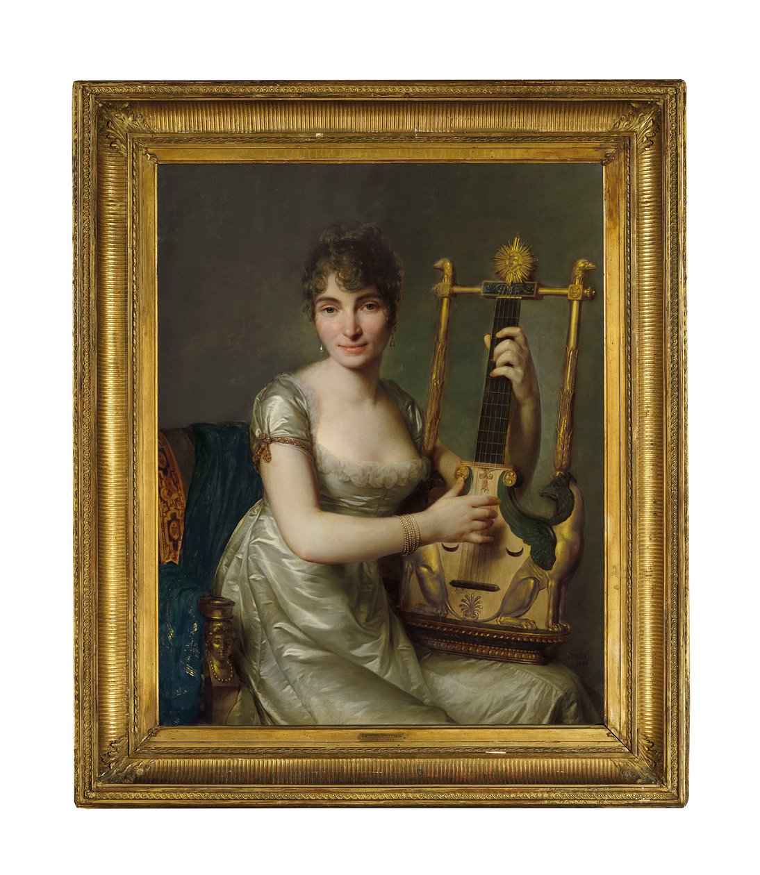 Portret Madame Larmoyer, długość 3/4, z lirą autorstwa Antoine Vestier