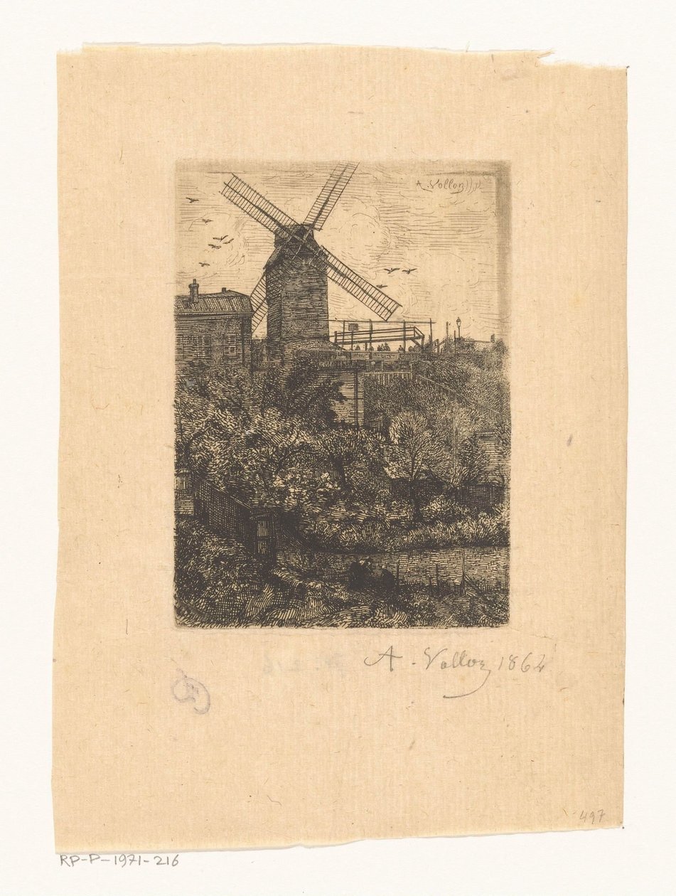 Widok na Moulin de la Galette w Montmartre autorstwa Antoine Vollon (signed by artist)