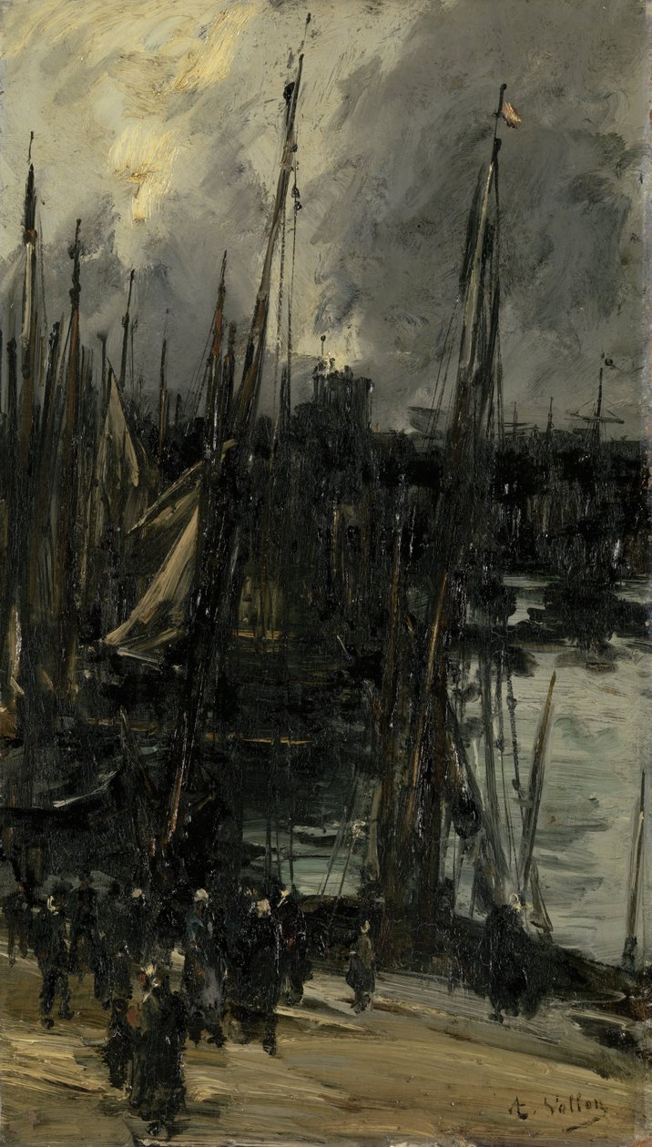 Widok na port w Dunkierce (lub Dieppe?) autorstwa Antoine Vollon