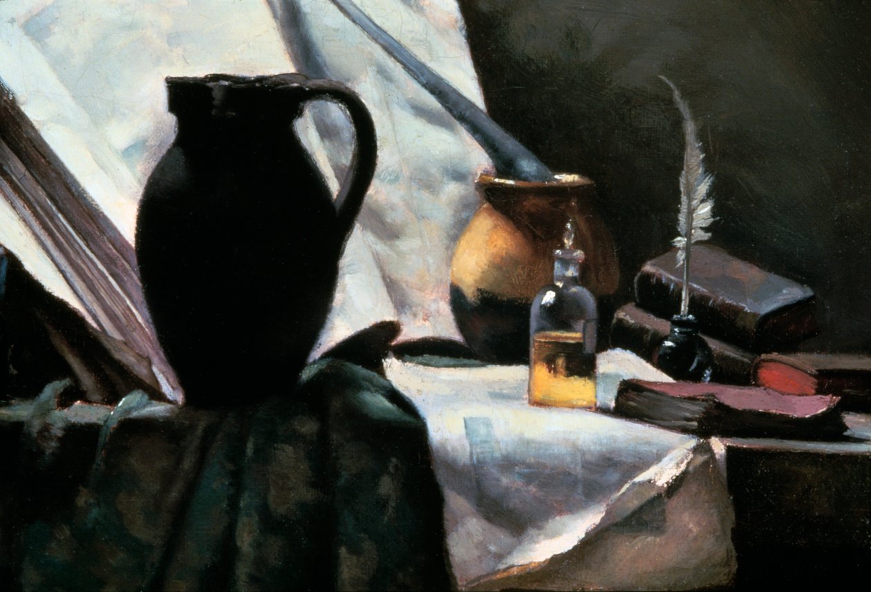 Martwa natura z czaszką, detal, XIX wiek. autorstwa Antoine Vollon