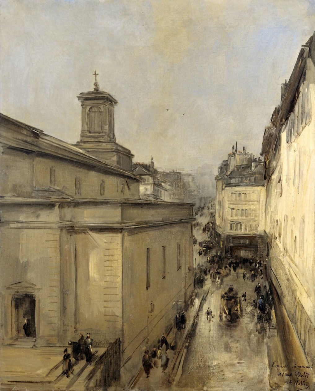 Widok na kościół Notre Dame de Lorette i Rue Fléchier, Paryż autorstwa Antoine Vollon
