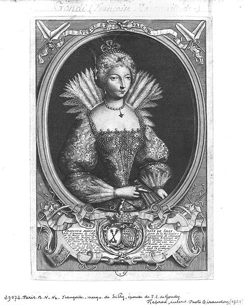 Francoise-Marguerite de Silly (1584-1626) grawerowane przez Claude Duflos (1665-1727) autorstwa Antoine after Pezey