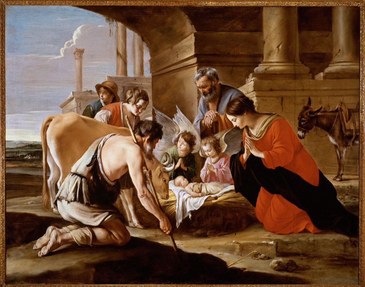 Adoracja pasterzy (obraz na płótnie) autorstwa Antoine and Louis & Mathieu (1607-77) Le Nain