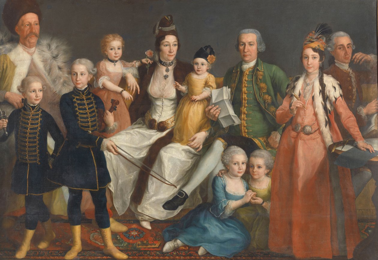 David George van Lennep (1712-97), starszy kupiec holenderskiej fabryki w Smyrnie, i jego żona i dzieci autorstwa Antoine de Favray (attributed to)