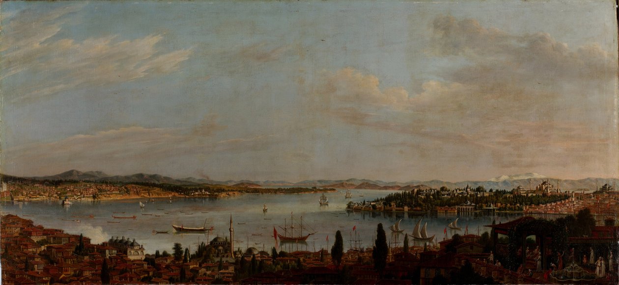 Panoramiczny widok na Stambuł, druga połowa XVIII wieku. autorstwa Antoine de Favray