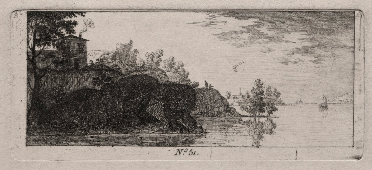Domek na Skalistym Przylądku nad rzeką. autorstwa Antoine de Marcenay de Ghuy
