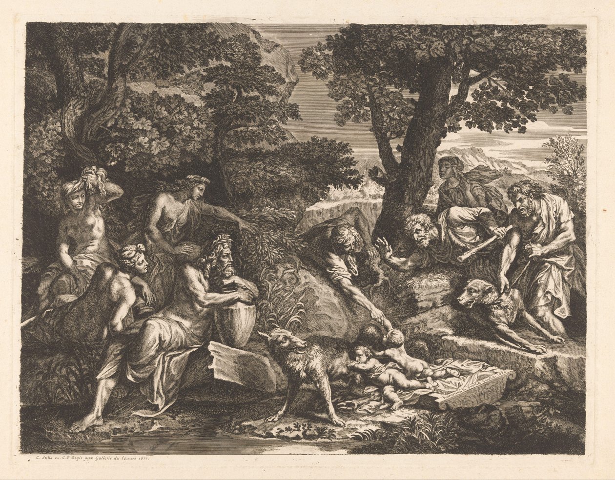 Romulus i Remus odnalezione przez pasterzy autorstwa Antoinette Bouzonnet