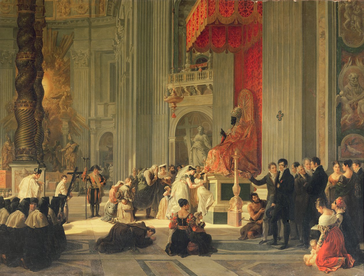 Całowanie stóp posągu św. Piotra w Bazylice św. Piotra, Rzym, 1812 autorstwa Antoinette Cecile Hortense Lescot Haudebourt