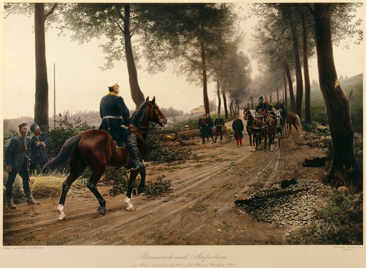 Spotkanie Bismarcka i Napoleona w Chaussee von Donchery 2 września 1870 r. autorstwa Anton Alexander von Werner