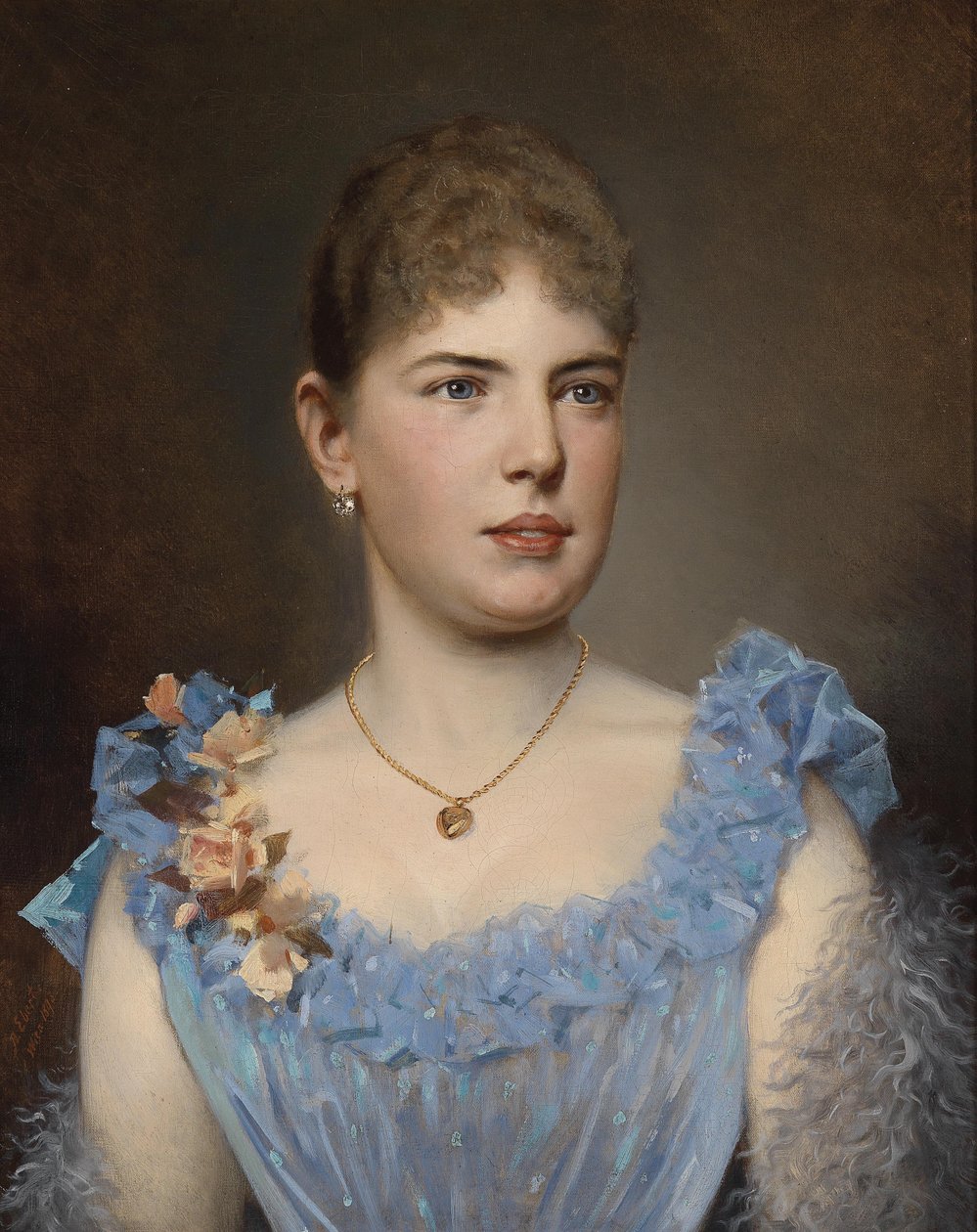 Portret damy w niebieskiej sukience autorstwa Anton Ebert