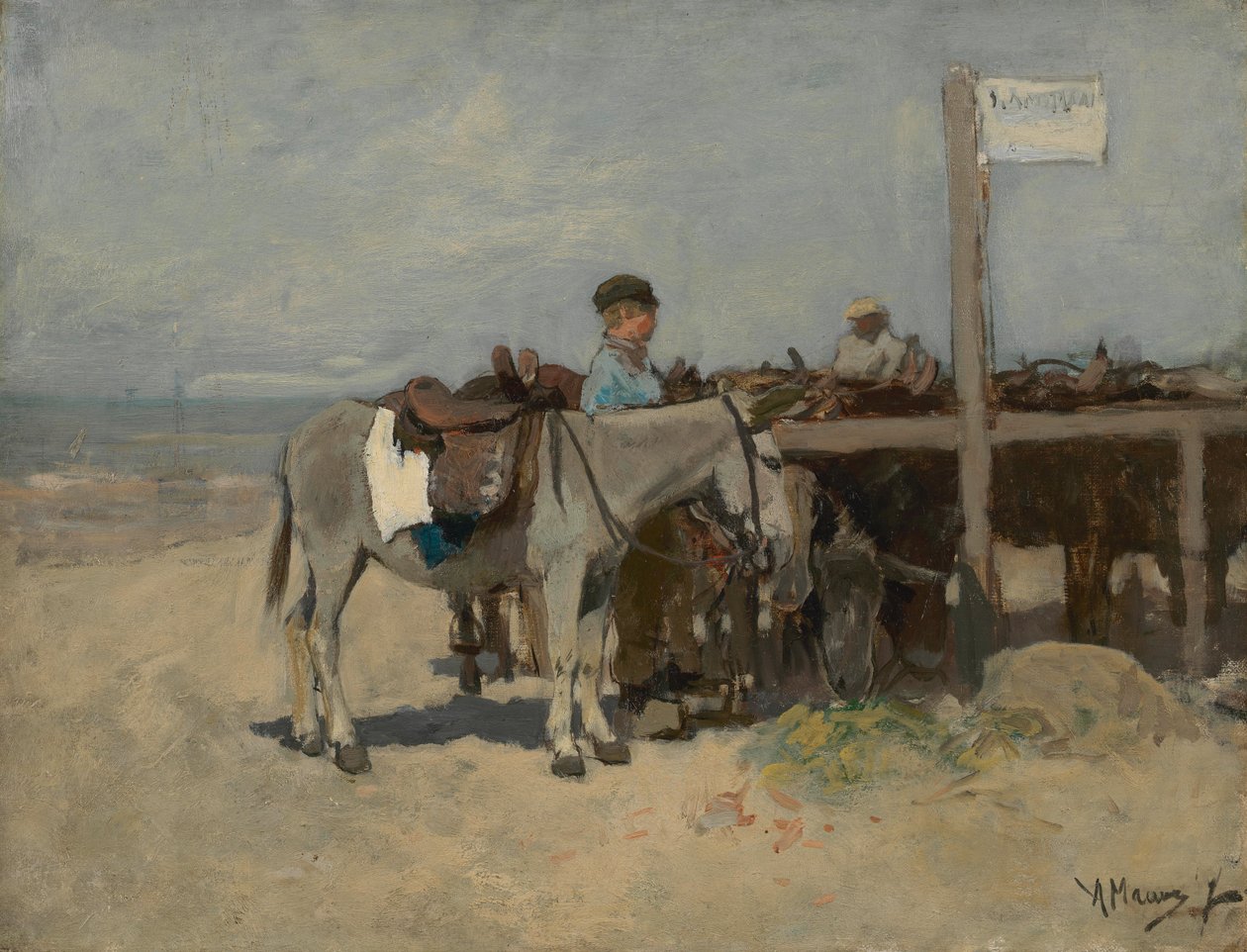 Osioł stoisko na plaży w Scheveningen autorstwa Anton Mauve