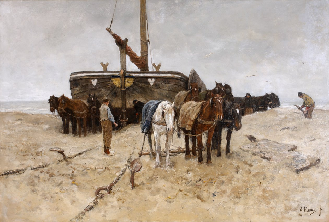 Łódź rybacka na plaży autorstwa Anton Mauve