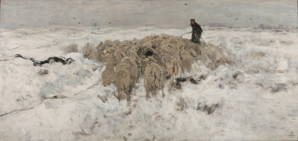 Stado owiec na śniegu autorstwa Anton Mauve