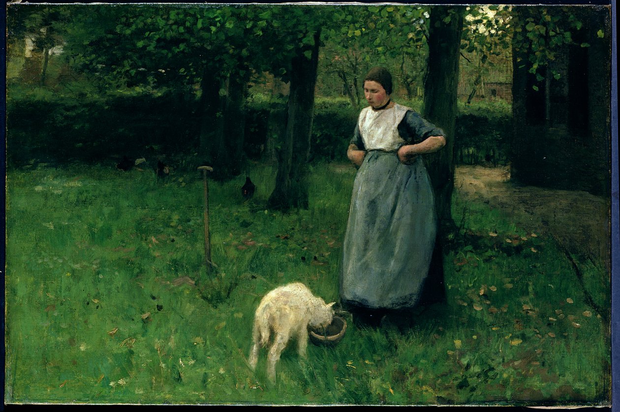 Larener Kobieta z kozą, ok.1885 autorstwa Anton Mauve