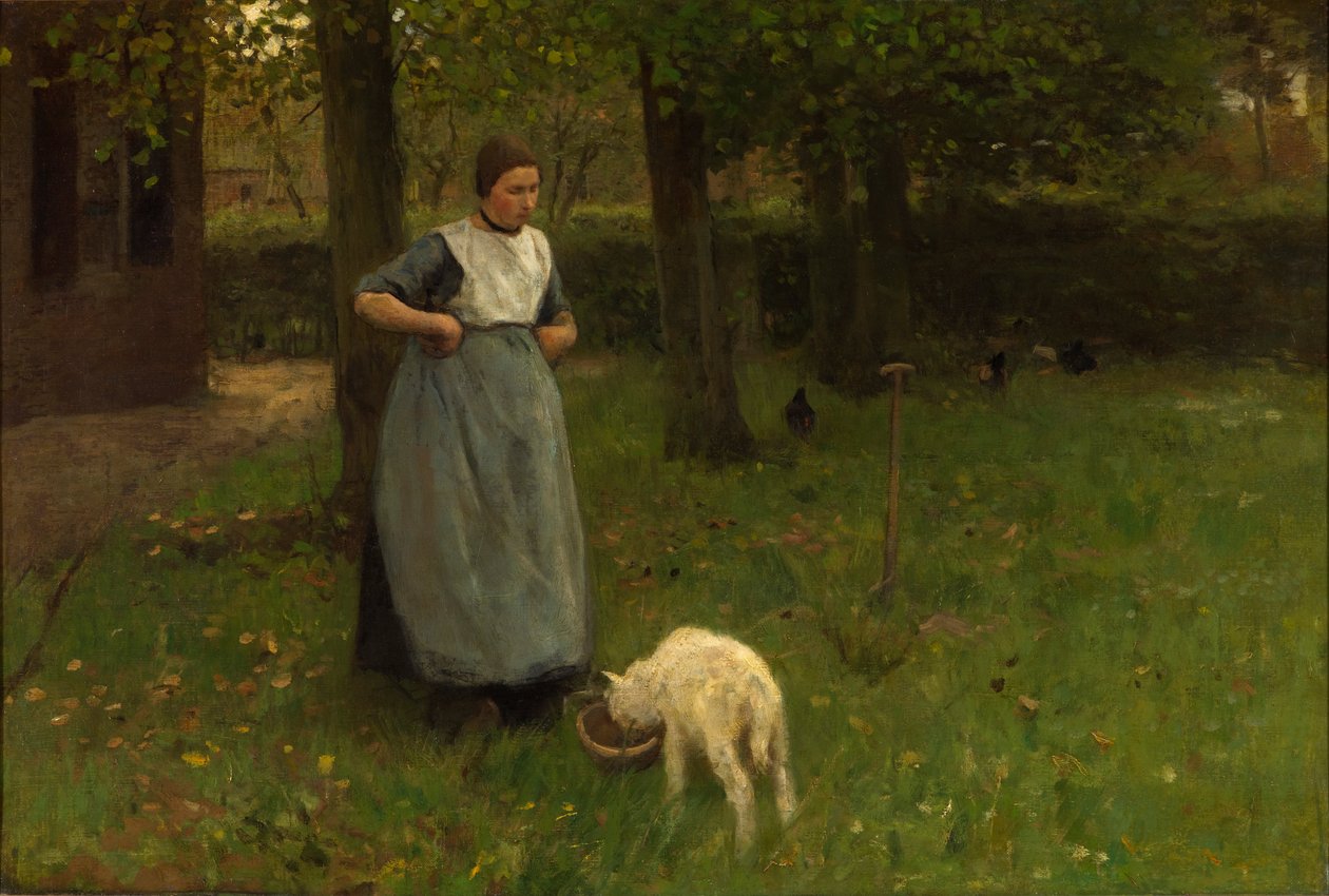 Kobieta z Laren z jagnięciną autorstwa Anton Mauve