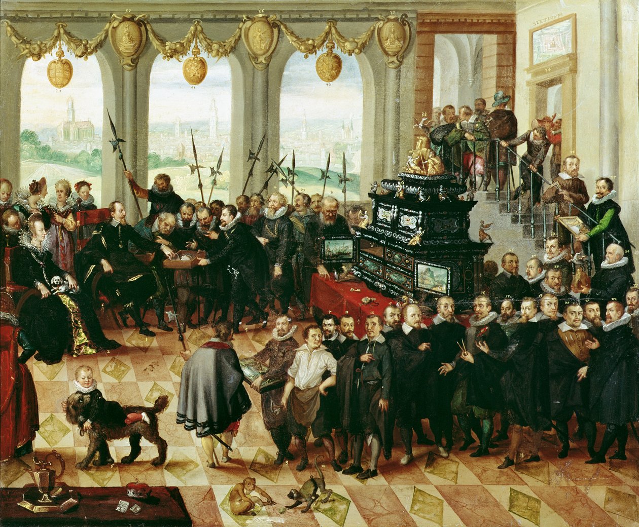 Wręczenie Kunstschranku Pomorskiego księciu Filipowi II pomorskio-szczecińskiemu (1606-18) w 1617 r. (panel) autorstwa Anton Mozart