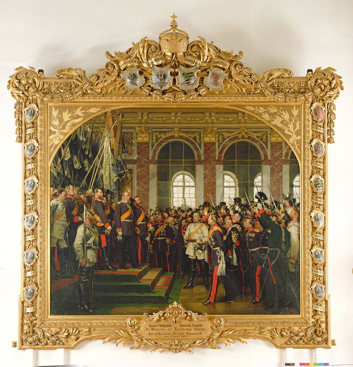 Proklamacja Wilhelma jako cesarza nowej Rzeszy Niemieckiej, w Sali Lustrzanej w Wersalu 18 stycznia 1871, namalowana 1885 (patrz także 153620) autorstwa Anton Alexander von Werner