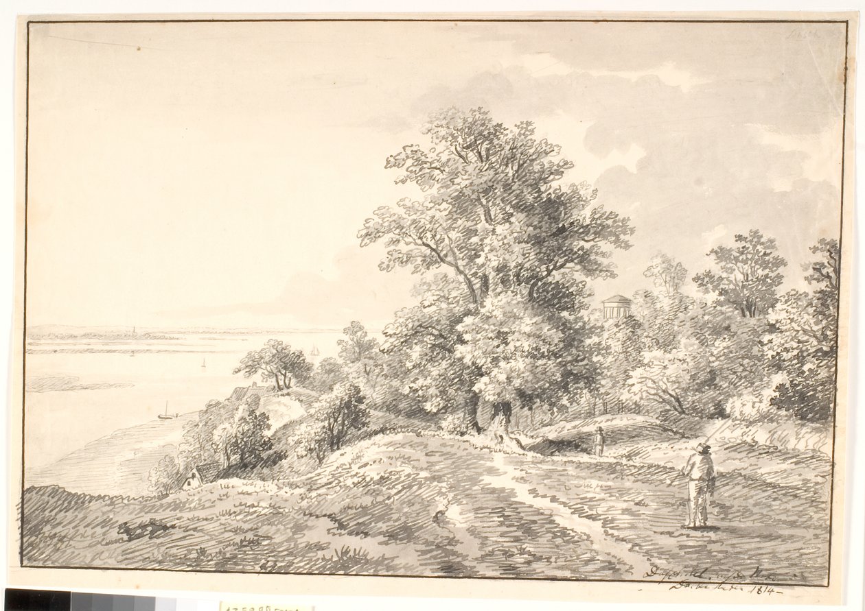 Park z małą świątynią nad Łabą. Skóra Buxte autorstwa Anton Carl Dusch