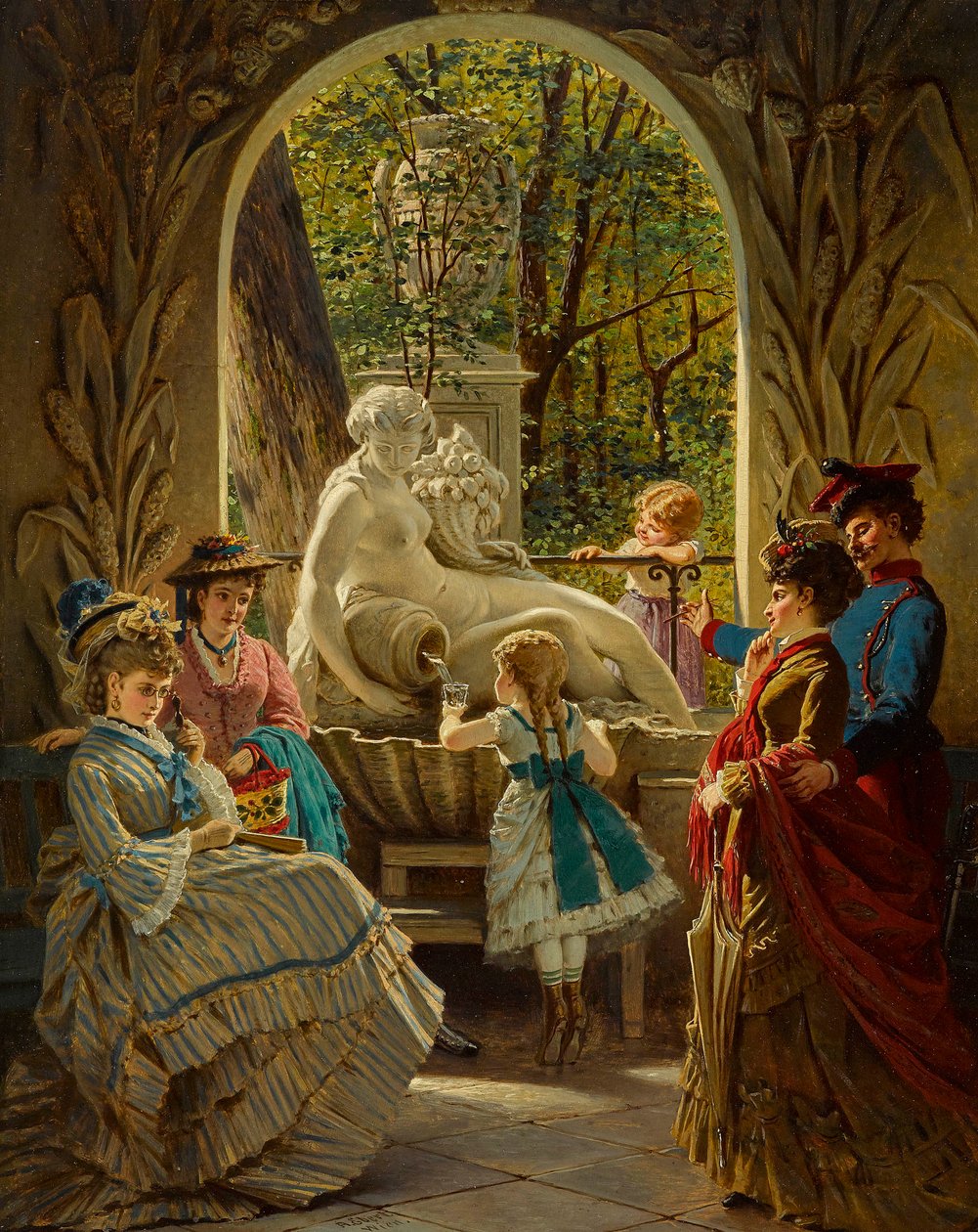 Pavillon du festival de Printemps a Schonbrunn, Vienne - Pawilon Jarmarkowej Wiosny w Schönbrunn - Anton Ebert (1845-1896). Olej na drewnie Wymiar : 65x52 cm Kolekcja prywatna autorstwa Anton Ebert