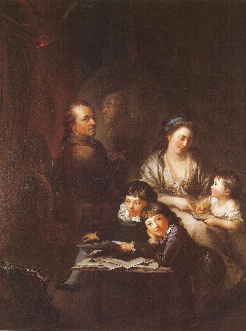Rodzina artysty przed portretem Johanna Georga Sulzera autorstwa Anton Graff