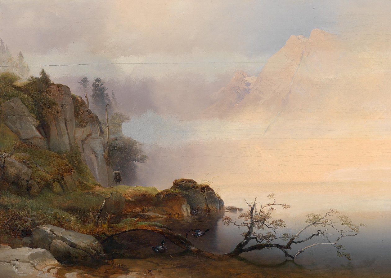 Anton Hansch Jesienna atmosfera nad jeziorem 1846 autorstwa Anton Hansch