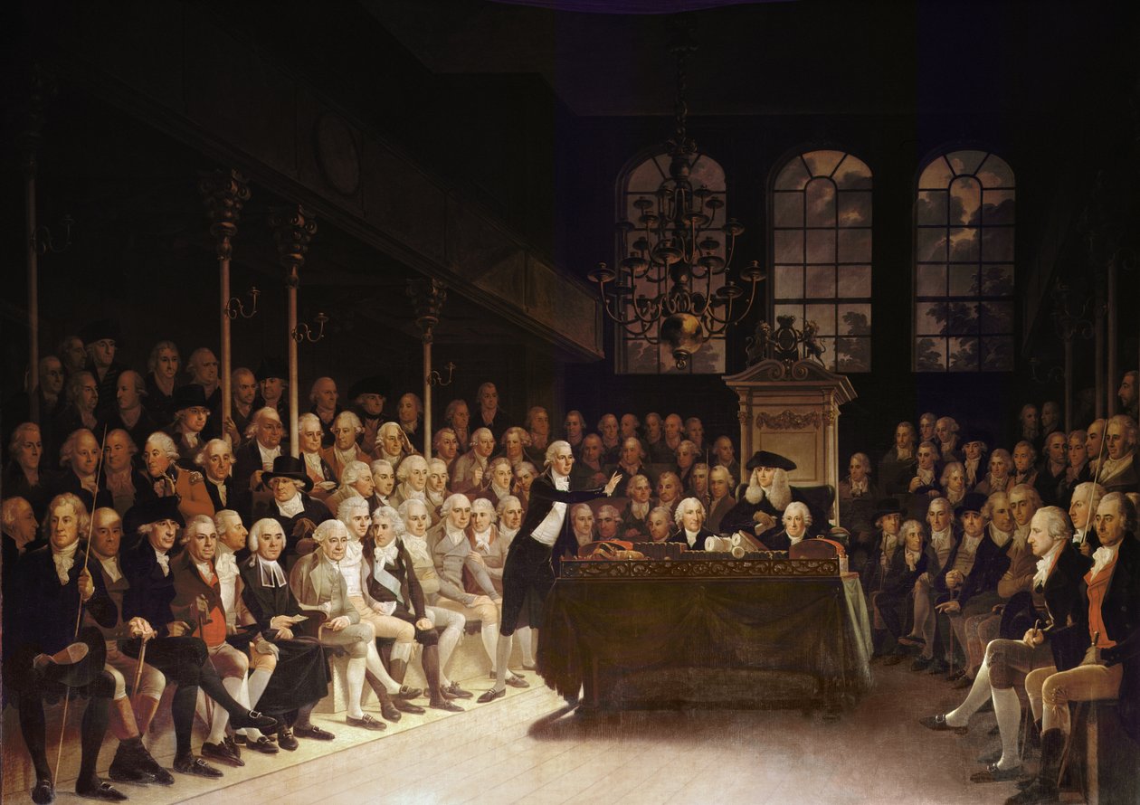 William Pitt przemawiający do Izby Gmin w sprawie francuskiej deklaracji wojen 1793 autorstwa Anton Hickel