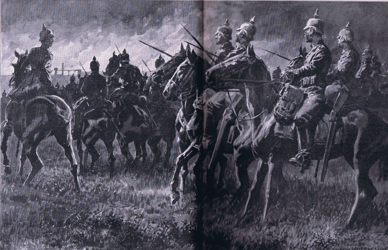 Pożar w kopalni w Libinie, z Ilustrowanej Historii Wojny Światowej 1914-1915 wyd. przez Union Berlagsefellfchaft autorstwa Anton Hoffman