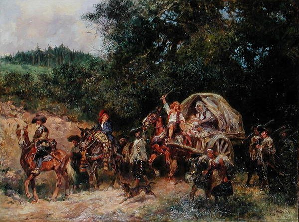 Zwolennicy obozu, ok. 1900 (olej na płótnie) autorstwa Anton Hoffmann