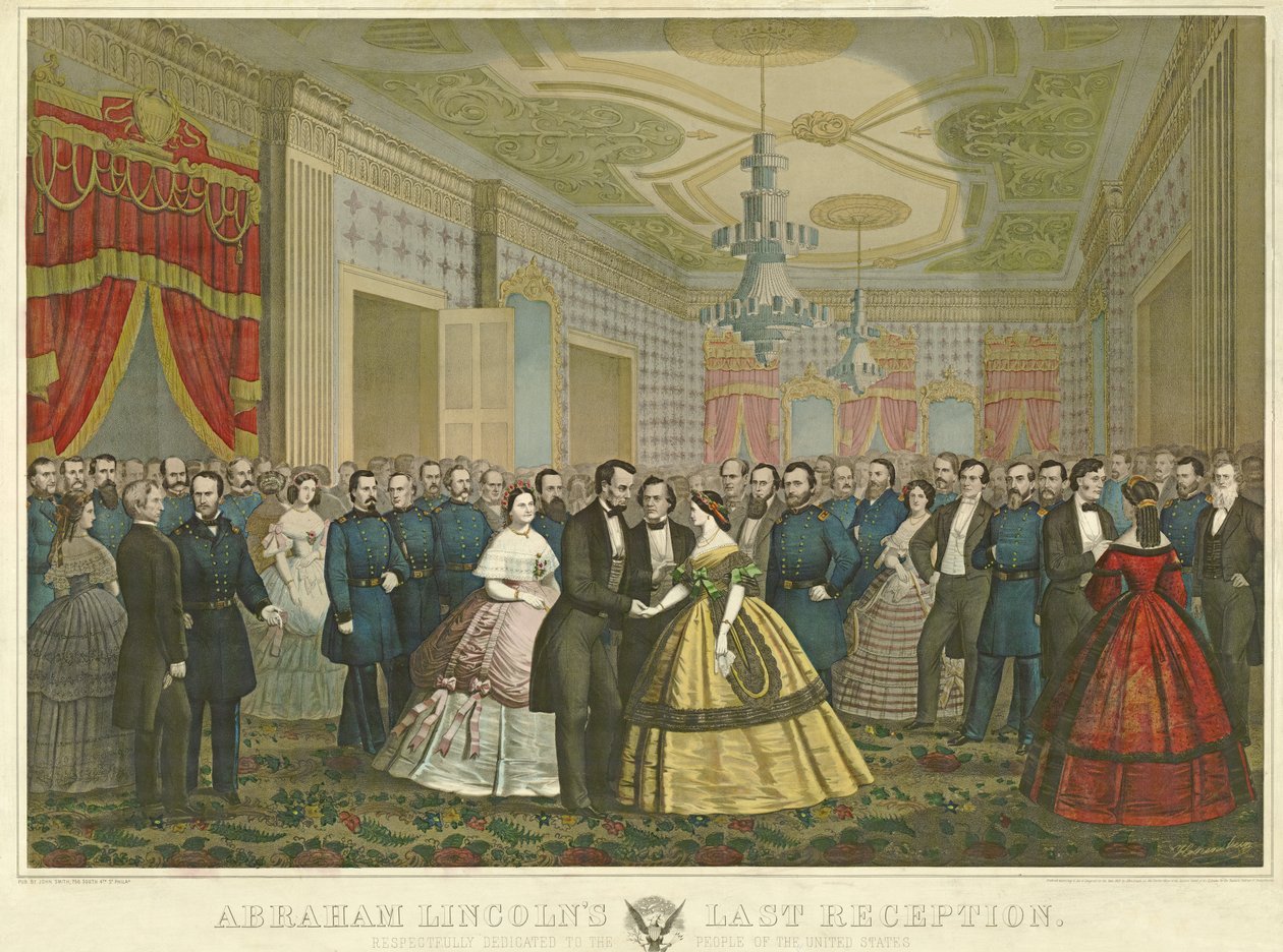 Ostatnie przyjęcie Abrahama Lincolna, wyd. 1865 (lito ręcznie kolorowane) autorstwa Anton Hohenstein