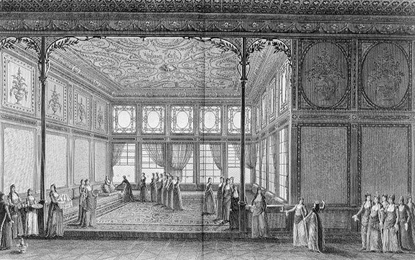 Wnętrze salonu w pałacu Topkapi sułtanki Hadidge, siostry Selima III autorstwa Anton Ignaz (after) Melling