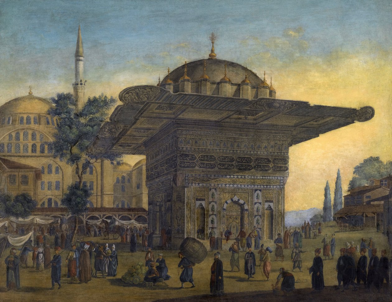 „Widok na fontannę Tophane (Top Hane), Stambuł, Turcja”” Obraz Antoine Ignace Melling (1763-1831) 1819 Kolekcja prywatna autorstwa Anton Ignaz Melling