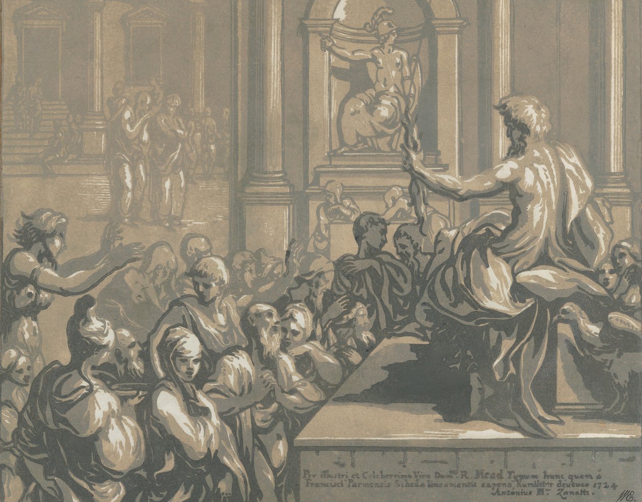 Przemówienie św. Jana Ewangelisty w świątyni, 1724 r. autorstwa Anton Maria Zanetti