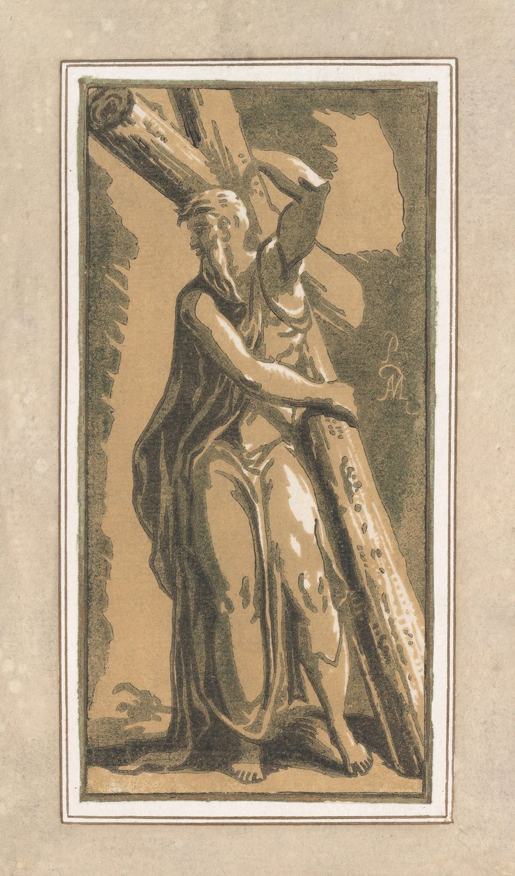 Św. Andrzej, przodem do przodu, głowa zwrócona w lewo, przed 1749 r. autorstwa Anton Maria Zanetti