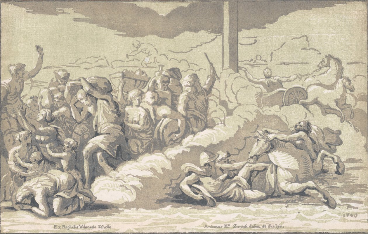 Izraelici przechodzący przez Morze Czerwone, ok. 1 godz. 1740. autorstwa Anton Maria Zanetti