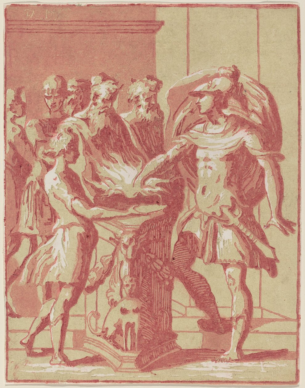 Mucius Scaevola wkłada rękę do ognia autorstwa Anton Maria Zanetti I after Parmigianino