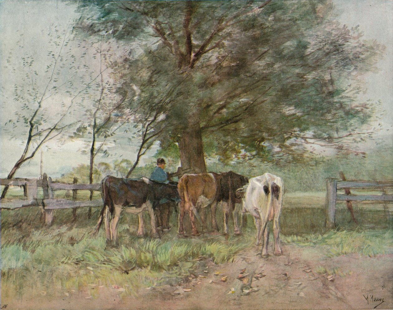 Dojenie, ok. 1858-1888, 1906-7 autorstwa Anton Mauve
