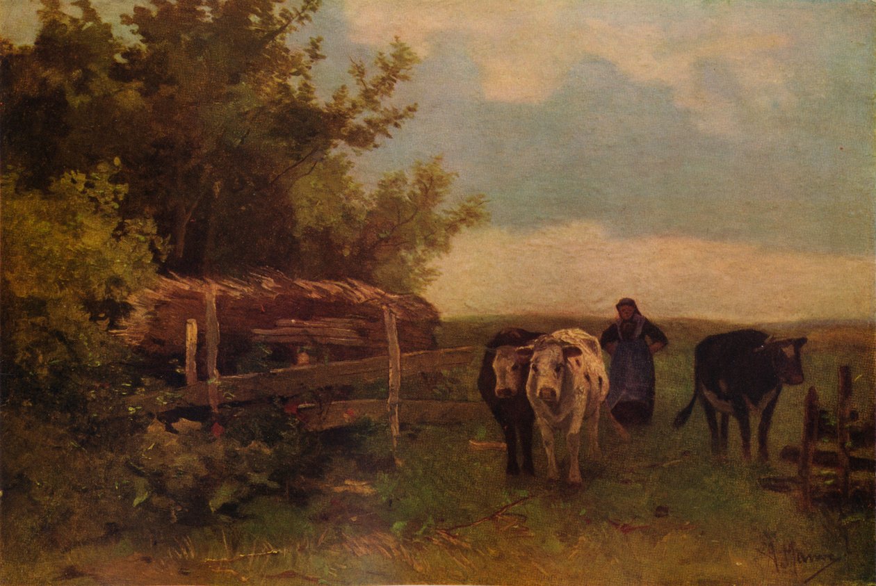 Krowy pilnujące, Herisson, ok. 1869, 1938 r. autorstwa Anton Mauve